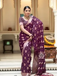 Stylish Purple Art Silk Saree With Blouse Piece For Women-thumb1