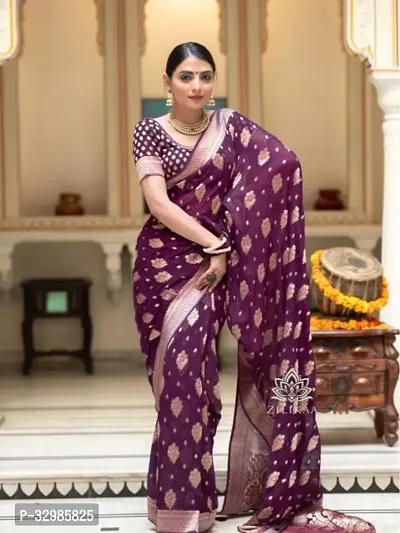 Stylish Purple Art Silk Saree With Blouse Piece For Women-thumb2