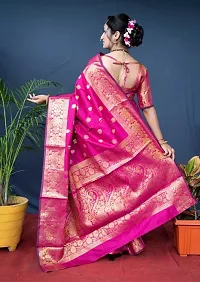 Stylish Pink Art Silk Saree With Blouse Piece For Women-thumb1