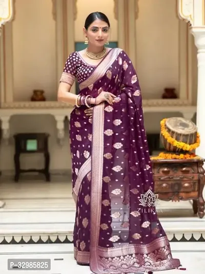 Stylish Purple Art Silk Saree With Blouse Piece For Women-thumb0