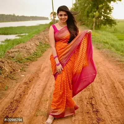 Stylish Orange Art Silk Saree With Blouse Piece For Women-thumb4