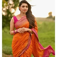 Stylish Orange Art Silk Saree With Blouse Piece For Women-thumb2