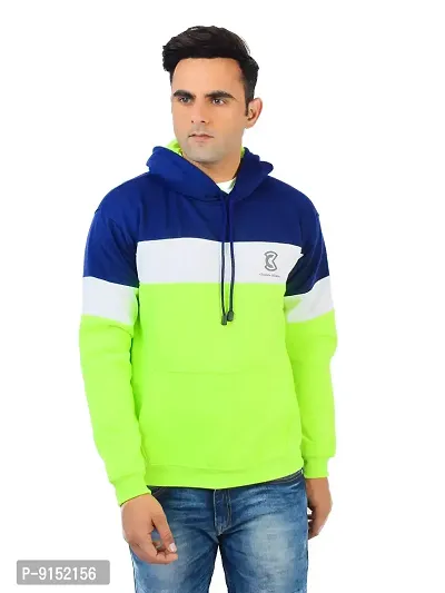 Weather Changer Men's Cotton Blend Colorblock Full Sleeve Hooded Sweatshirt