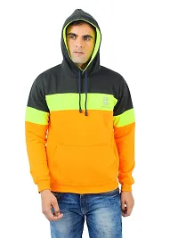 Weather Changer Men's Cotton Blend Colorblock Full Sleeve Kangaroo Pockets Hooded Sweatshirt-thumb1