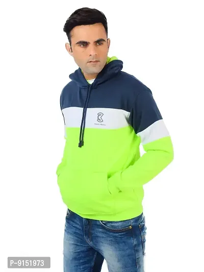 Weather Changer Men's Cotton Blend Colorblock Full Sleeve Hooded Sweatshirt-thumb4