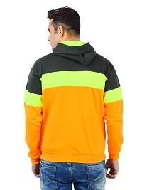 Weather Changer Men's Cotton Blend Colorblock Full Sleeve Kangaroo Pockets Hooded Sweatshirt-thumb2