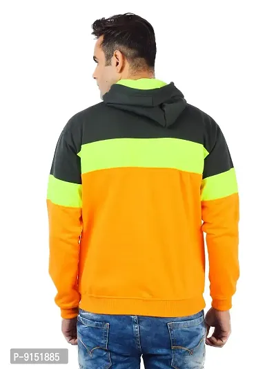 Weather Changer Men's Cotton Blend Colorblock Full Sleeve Kangaroo Pockets Hooded Sweatshirt-thumb3