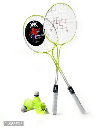 Knk Multicolour Racket Set Of 2 Piece With 3 Nylon Shuttlecocks Badminton Kit
