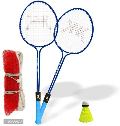 Knk Double Shaft Set Of 2 Piece With 1 Nylon Shuttle And Badminton Net Badminton Kit-thumb0