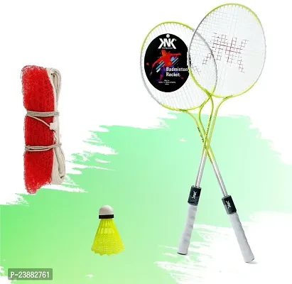 Knk Multicolour Racket Set Of 2 Piece With 1 Nylon Shuttlecocks And Badminton Net Badminton Kit