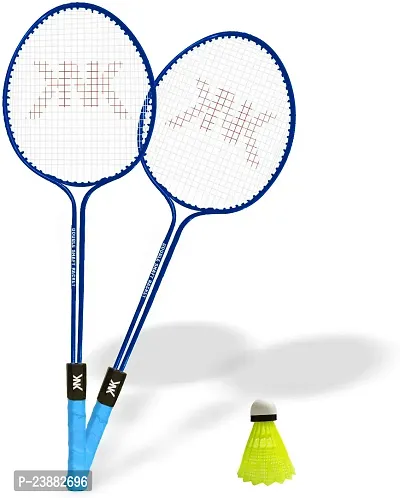 Knk Double Shaft Badminton Set Of 2 Piece With 1 Piece Nylon Shuttlecocks Badminton Kit-thumb0