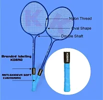 Kobro Double Shaft Racquet Set Of 2 Piece With 3 Piece Nylon Shuttle Cock And Net Badminton Kit-thumb2