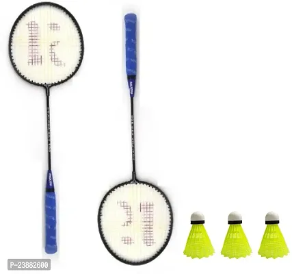 Kobro Single Shaft Racket 2 Piece Badminton With 3 Piece Nylon Shuttle Badminton Kit-thumb0