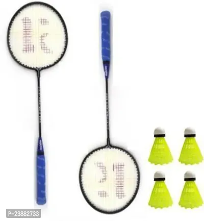 Knk Single Shaft Badminton Racket Set Of 2 Piece With 4 Nylon Shuttlecocks Badminton Kit