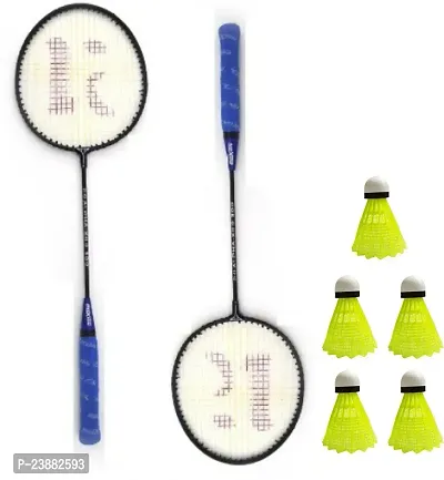 Kobro Single Shaft Racket 2 Piece Badminton With 5 Piece Nylon Shuttle Badminton Kit