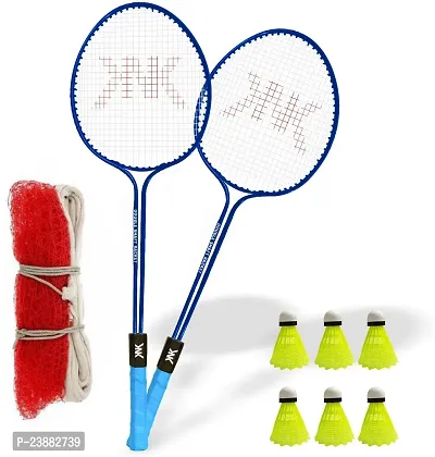 Knk Double Shaft Set Of 2 Piece With 6 Nylon Shuttle And Badminton Net Badminton Kit