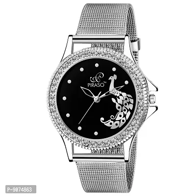 Piraso Analog Black Dial Women's Watch-47-BK