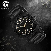 G-HAWK Luxury Look Black Dial and Black Stainless Steel Chain with Time and Date Functioning Watch for Men Boys-thumb3