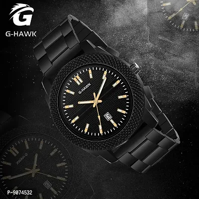 G-HAWK Luxury Look Black Dial and Black Stainless Steel Chain with Time and Date Functioning Watch for Men Boys-thumb4