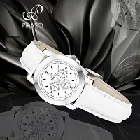 PIRASO Classy Chrono Design Dial with White Color Strap Watch for Women & Girls-thumb3