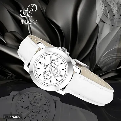 PIRASO Classy Chrono Design Dial with White Color Strap Watch for Women & Girls-thumb4