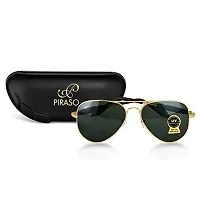 PIRASO UV Protection 400 Aviator Sunglasses For Men  Women (GOLD BLACK)-thumb2