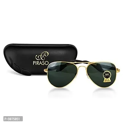 PIRASO UV Protection 400 Aviator Sunglasses For Men  Women (GOLD BLACK)-thumb3