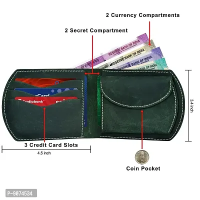 Piraso Stunning Indian Green Leather Men's Wallet-thumb3