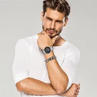 PIRASO Stunning Black Dial with Silver Stainless Steel Chain Analog Watch for Men Boys-thumb2