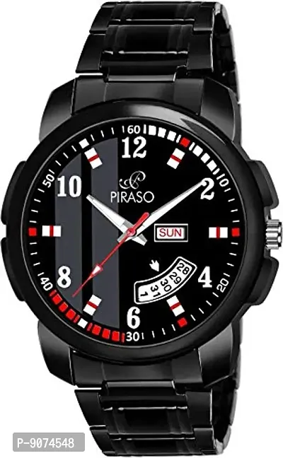 PIRASO Luxury Analogue Men's Watch(Black Dial Black Colored Chain)-DD 14 Black CK