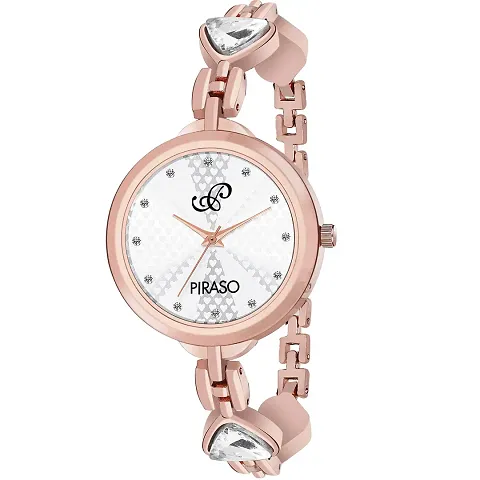 PIRASO Beautifully Designed Double Heart on Band Watches for Women Girls