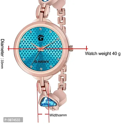 G-HAWK Blue Colour Little Hearts on Dial with Beautifully Designed Double Heart Band Watches for Women Girls-thumb5