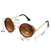 PIRASO UV Protected Round Unisex Sunglasses (Brown and Gold)-thumb3