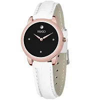 PIRASO Copper Frame Black Dial White Strap Beautiful Watch for Women and Girls-thumb1