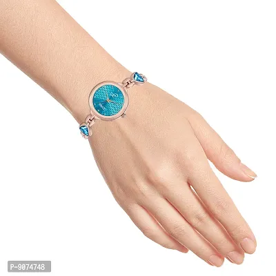 PIRASO Stunning Look Blue Colour Little Hearts on Dial with Beautifully Designed Double Heart Band Watches for Women Girls-thumb5