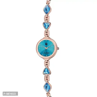 G-HAWK Blue Colour Little Hearts on Dial with Beautifully Designed Double Heart Band Watches for Women Girls-thumb2