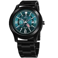 PIRASO Classy Look Blue Dial and Black Stainless Steel Chain with Day and Date Display Watch for Men  Boys-thumb2