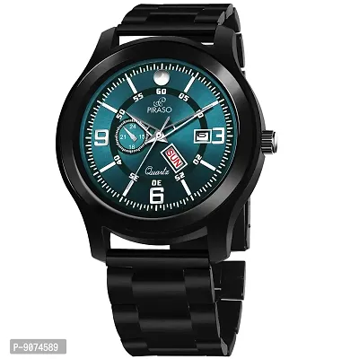 PIRASO Classy Look Blue Dial and Black Stainless Steel Chain with Day and Date Display Watch for Men  Boys-thumb3