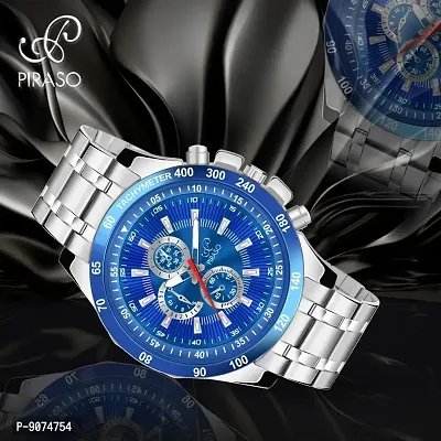 PIRASO Stunning Blue Dial with Silver Stainless Steel Chain Analog Watch for Men Boys-thumb4