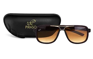 PIRASO Square Shape Brown Color Unisex UV Protected Sunglasses-thumb4