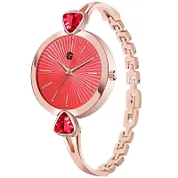 G-HAWK Red Dial with Rose Gold Bracelet Women's Analog Watch-thumb1