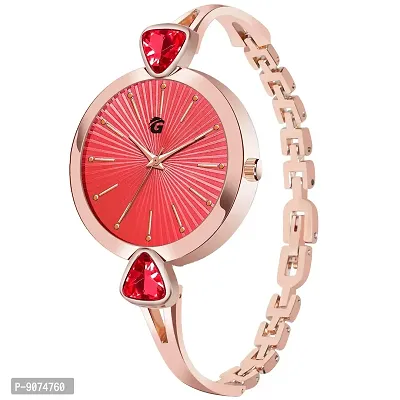 G-HAWK Red Dial with Rose Gold Bracelet Women's Analog Watch-thumb2