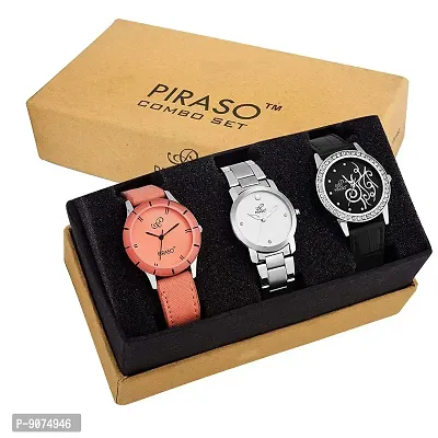 Piraso Analog Black Dial Women's Watch-P3-15-thumb0