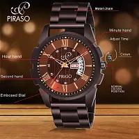 PIRASO Latest Brown Dial and Brown Chain with Date and Day Functioning Analogue Watch for Men,Boys-thumb1