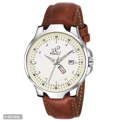 Piraso Analog White Day  Date Watch for - Men