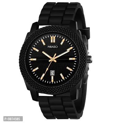 PIRASO Stunning Look Black Dial and Designer Black Mesh Band Watch with Time  Date Display Watch for Men  Boys