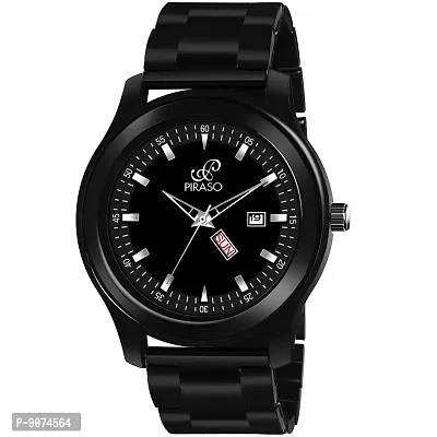 PIRASO Classy Look Black Day and Date Display Chain Watch for Men/Boys