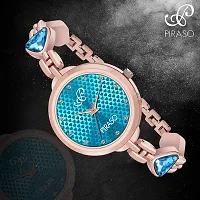 PIRASO Stunning Look Blue Colour Little Hearts on Dial with Beautifully Designed Double Heart Band Watches for Women Girls-thumb2