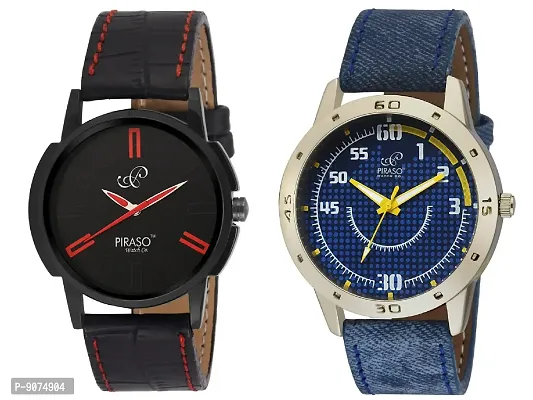 Piraso Combo Pack of 2- Black, Blue Dial Watches for Men'sBoys-BHT-Denim
