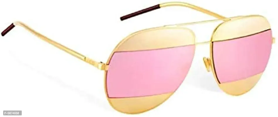 PIRASO UV Protected Metal Body Unisex Sunglasses GOLD PINK-thumb4